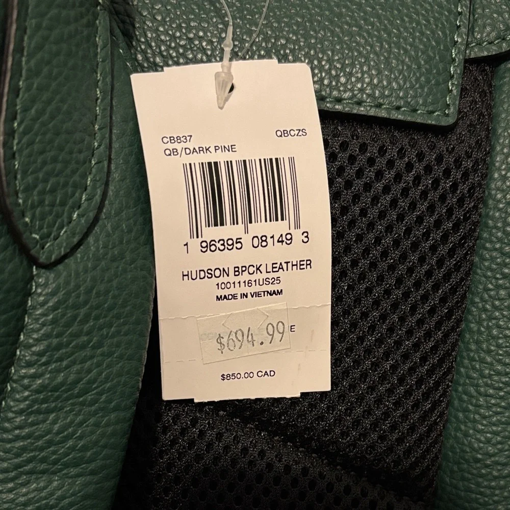 Coach Dark Green Leather Backpack - Picture 6 of 7